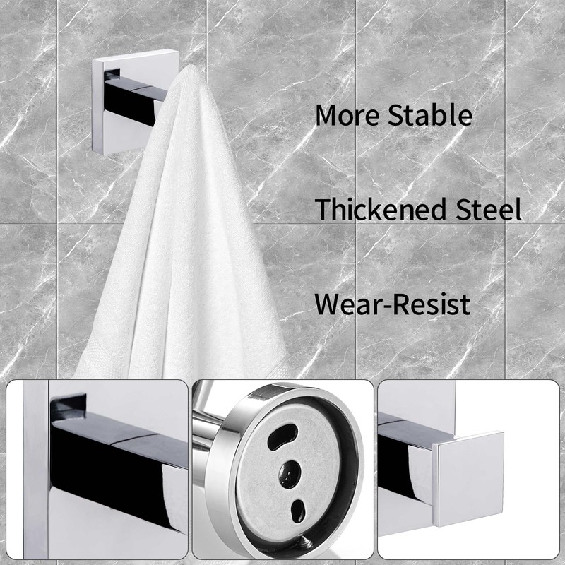iBathUK Epsom Square Round Robe Hook, Stainless Steel Bathroom Towel