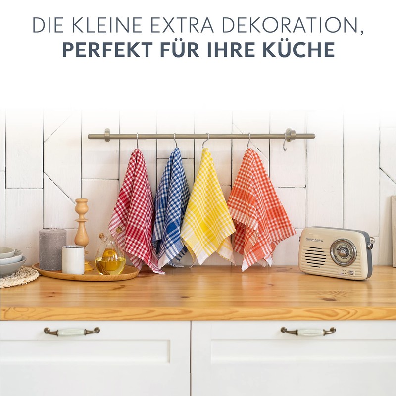 Set of 10 Checked Tea Towels Cotton Twinzee - 100%