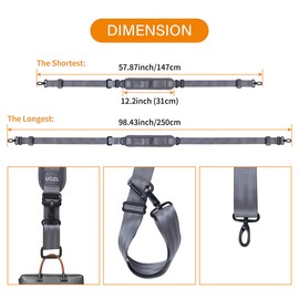 UOZL 98 Inch Shoulder Strap Heavy Duty Universal with Ultra-Thick Fixed Breathable Pad Adjustable Strap for Tool Bag,Luggage,Gym,Golf Bag (Dark Grey)