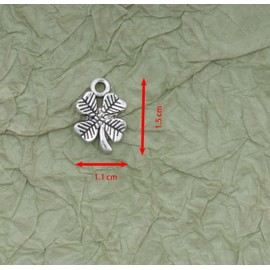 Ruwado 50 Pcs Clover Charms 1.5 x 1 x 0.2 cm Small Cute Chic Four Leaves Pendants for DIY Jewelry Making Finding Bracelets Necklace Earring Zipper Decoration Supplies (Silver)