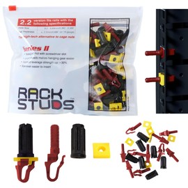Rackstuds R100 Rack Mount Solution II - Hardware Nuts & Screw Replacement for Server Rack Rails, 19"" Square Punched Vertical Rails, Cage Nuts Replacement, Red 100-Pack 2.22mm/0.086