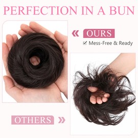 Rich Choices Messy Bun Hair Piece 1pc,Dark brown Messy Hair Bun Extension Synthetic Updo Curly Wavy, Hair Scrunchies For Women With Thinnnig Hair, Faux Hair Bun #4A