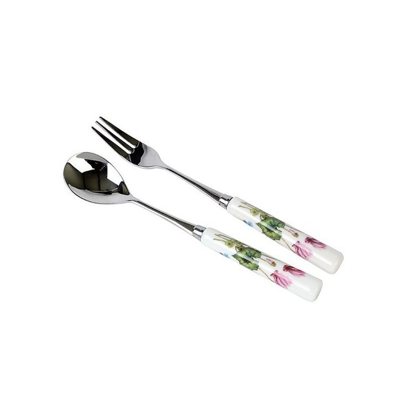 Wildflower Ceramic Teaspoon + Fork 10-Piece Set / 야생화 도자기