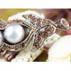 Alilang Golden Tone Bronze Topaz Rhinestone Four Faux Pearl Peas
