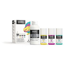 Liquitex 3699436 Soft Body Technic Set - Creamy, Highly Pigmented Acrylic Paints with High Colour Brilliance, Dry Semi-Matte, Set of 3 Acrylic Paints and 1 Casting Medium