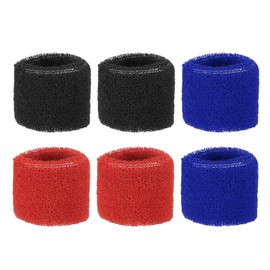 PATIKIL Sports Wristband 8x5cm for Tennis, Basketball, Working Out, Athletic Running, Sweat Absorbent Sweatbands Black Blue Red 6 Pack