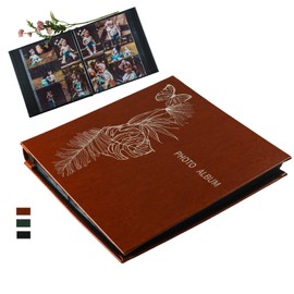Totocan Photo Albums 4x6 Vintage Silvery Floral Leather Photo Book, Large Capacity Picture Album Holds Horizontal & Vertical Photos, for Family Wedding, Baby, Anniversary (Brown, 600 Pockets)