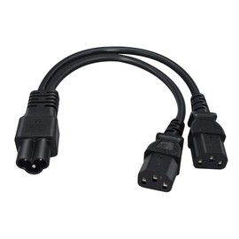 Strhowill IEC320 C6 to 2 X C13 Extension Power Cable Y Splitter Adapter Cord IEC320 C6 Male to C13+C13 Female UPS PDU Power Cable for Laptop Monitor Computer,1FT/0.3M