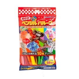 Suzuki Latex Pencil Balloons, Pack of 50, 10 Assorted Colors