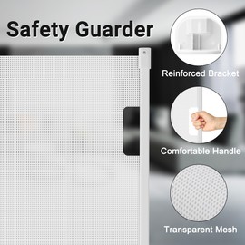 Ycozy Retractable Baby Gate for Stairs Dog Safety Gate Pet Retractable Door Mesh Barrier for Stairs Extra Wide 34" Tall, Extends up to 118" Drilling Installation for Indoor Doorways Child/Puppy/Cat