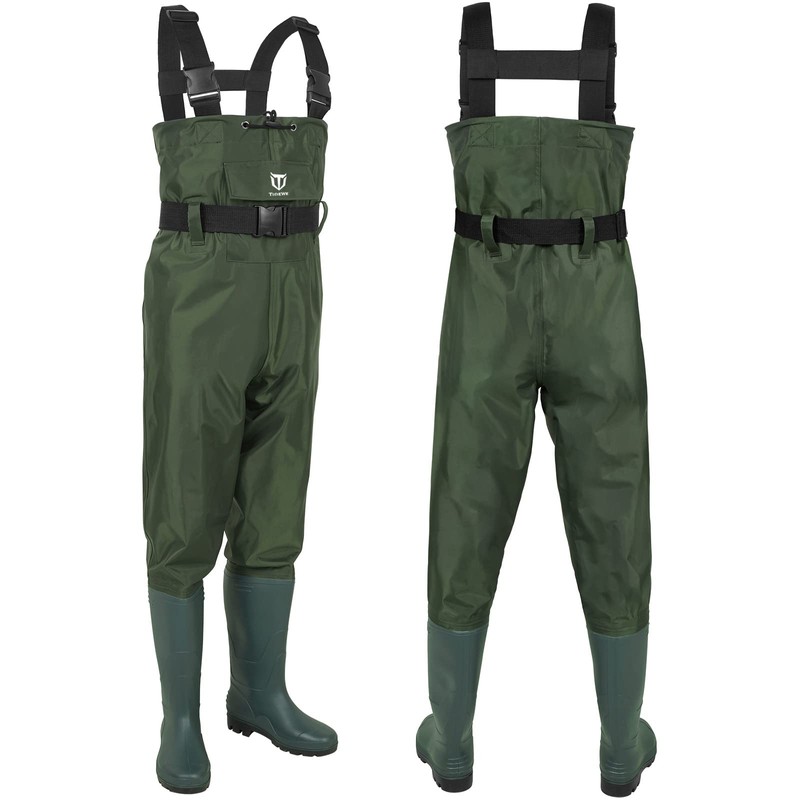 TIDEWE Bootfoot Chest Wader, 2-Ply Nylon/PVC Waterproof Fishing & Hunting