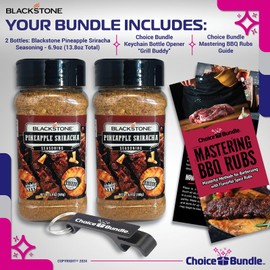 Blackstone Pineapple Sriracha Seasoning – Gourmet Griddle Premium Barbecue Rub 2 Pk (13.8 oz) + BBQ Masters & Opener (4 Items)!