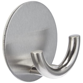Wenko 4466190100 Wall hook Rondo Matt selfadhesive, Metal Stainless steel, 5.3 x 2.5 x 5.3 cm, Matt