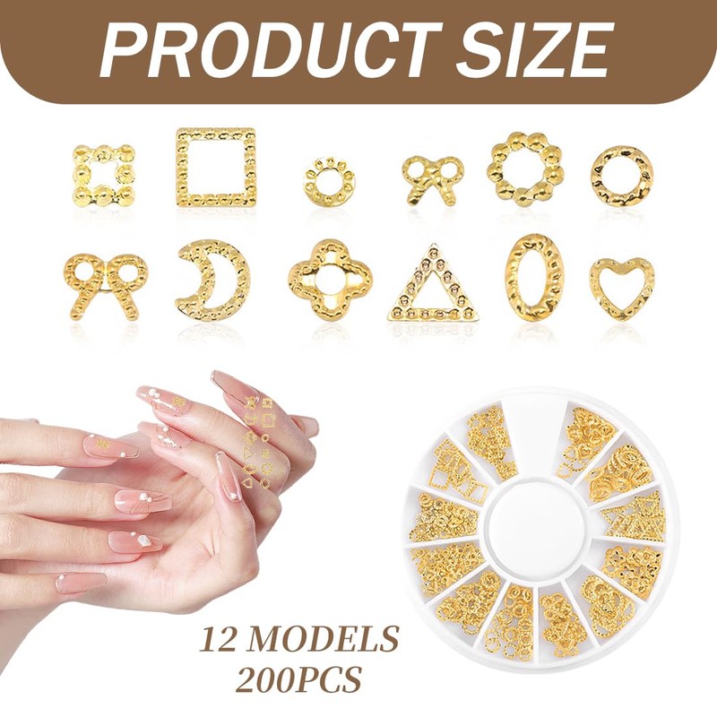 EIROVYA 1 Set Nail charms gold, Charms nägel, Nagel charms