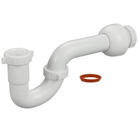 Highcraft Plastic P-Trap 1-1/2" White P-Trap with Adapter and TPR Washer for kitchen Sink Tubular Drain Applications