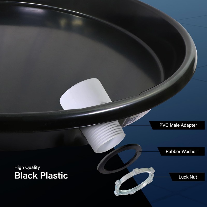 Everflow PWHP24 Plastic Water Heater Drain Pan with 1 in.