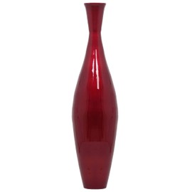Uniquewise Tall 43"" Inch Modern Bamboo Narrow Trumpet Floor Vase (Red) (QI003889.RD)