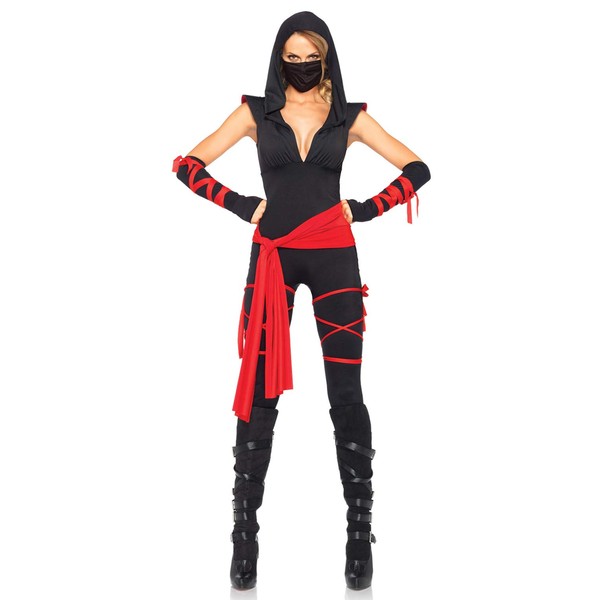 Leg Avenue Women’s 5-Part Deadly Ninja Costume - For Fancy Dress / Carnival - 85087, Black