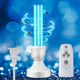 Qualirey 1 Pack 25 Watt UV Light, UVC Lamp with E27 Base and Remote Control, UV Light Bulb for Basement/Bedroom/Kitchen, with Ozone
