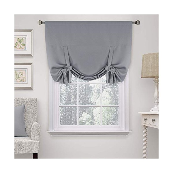 H.VERSAILTEX Premier Thermal Insulated Blackout Curtain Tie Up Window Shade Rod Pocket Panel - 42" Wide by 63" Long - Dove Gray