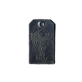 Ox & Pine Handmade Leather Luggage Tag With Travel Quote - 100% Full-Grain Leather (Dark Brown, Rustic Brown, Saddle Tan, Rustic Gray, or Black) 3.5" x 2" (Rustic Brown)