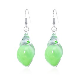 Fantasy Conch Earrings for Women - Bohemian Resin Dangle Earrings, Beach Earrings - Hawaii Earrings for Women, Colorful SeaShell Conch Earrings - Green