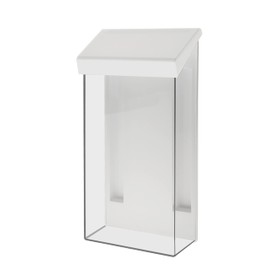 Outdoor Brochure Holder Holds 4" x 9" Rack Cards Clear with White Lid Acrylic Wall Mount Pamphlets Box with Lid and Take One Sticker and Adhesive Strips by Marketing Holders