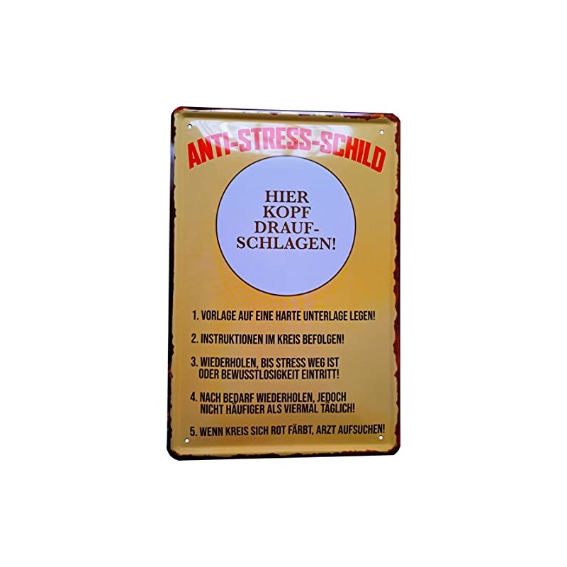 Tin Sign 20 x 30 cm Anti-Stress Burnout for Office