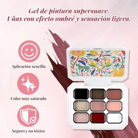 CHERIMOYA Gels para Pintar Uñas Tap Gel 9 Colores, Gel Degradado para Nail Art UV/LED, Paleta de Gels Pigmentado para Baby Boomer, Difuminado y Stampi