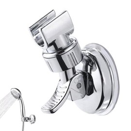 Shower Head Holder Suction Cup Shower Head Holder Removable Shower Holder 360° Rotatable Shower Head Holder Adjustable Shower Holder No Drilling (Silver)