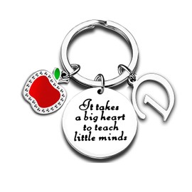 Nimteve Teacher Gifts for Women Initial Charm Initial Jewellery Initial Keyring Teacher Appreciation Gifts Thank You Gifts For Teachers Women (D)