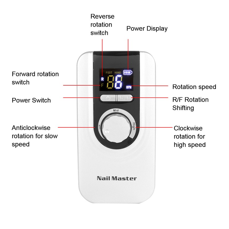 Portable Electric Nail Drill Machine 35000 RPM Rechargeable Manicure Pedicure