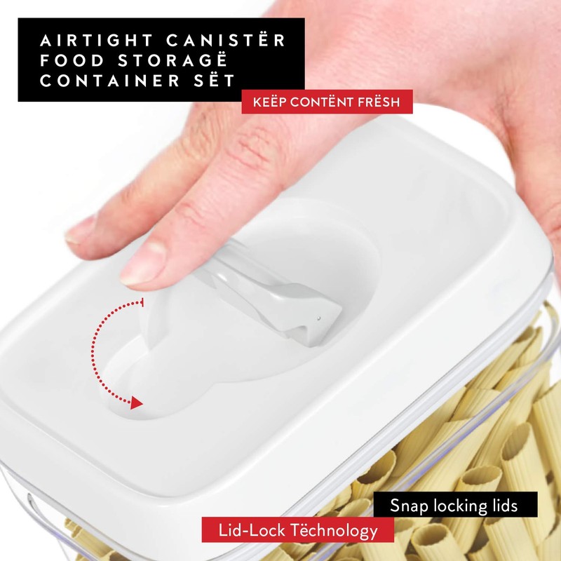 DWËLLZA KITCHEN Airtight Food Storage Containers with White Lids 2L