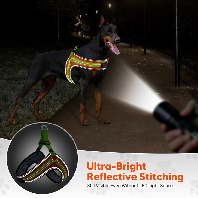 Light Up Dog Harness,Lighted Harness,LED Reflective No Escape Dog Harness