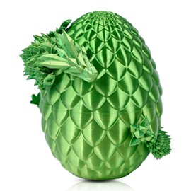 3D Printed Dragon Egg with Dragon Inside,Easter Basket Essentials Stuffers,Mystery Crystal Dragon,Fidget Toys Surprise，Articulated Dragon Executive Desk Toys Office Room Décor (Silk Yellow Green)