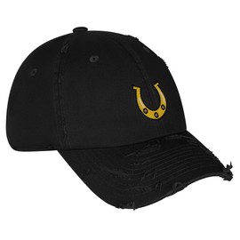 JPAK Horseshoe Vintage Dad Hat Frayed Embroidered Cap Cowboy Black