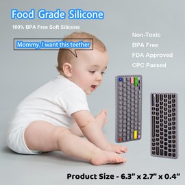 Besosay Baby Keyboard Teething Toys for Babies 0-3, 0-6, 6-12 Months | Soft Silicone Keyboard Teethers Toys | Baby Fidget Toys 0-6 Months | Infant Teether Pacifier for Breastfeeding Baby Boy Girl