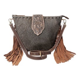 Merbaa Genuine Cowhide Leather Crossbody Bag for Women – Hand Carved Flap, Zipper Closure, Adjustable Strap, Multicolor Shoulder Purse – Boho Western Style