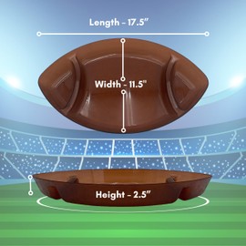 Crystalike Divided Platter - 16" x 12.5" | Brown | Football | 1 Pc.