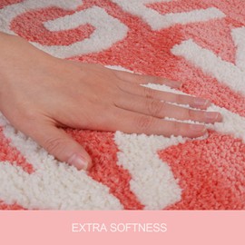 BOVEU Get Naked Bath Mat Bath Rugs - 17" x 24" Non Slip Absorbent Peach Small Bath Rugs, Machine Washable Bath Mats for Bathroom Floor Shower Sink, Peach