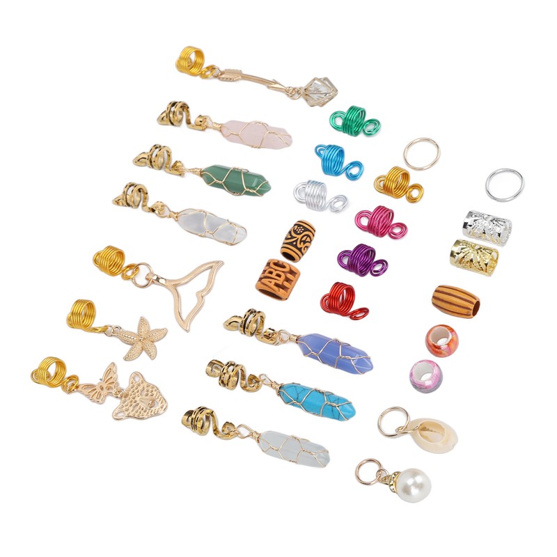 129pcs Dreadlocks Hair Rings Alloy Exquisite Shapes Hair Braiding Cuffs