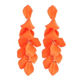 Long Petal Earrings, Boho Earrings, Orange, Flower Petal Statement Dangle Earrings for Women and Girls, 80s 90s Accessories, Neon Party, Exaggerated Flower Earrings, Acrylic