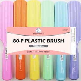 Dream World Mini Plastic Hair Brush Pastel Assorted Color 12 Pcs Pack