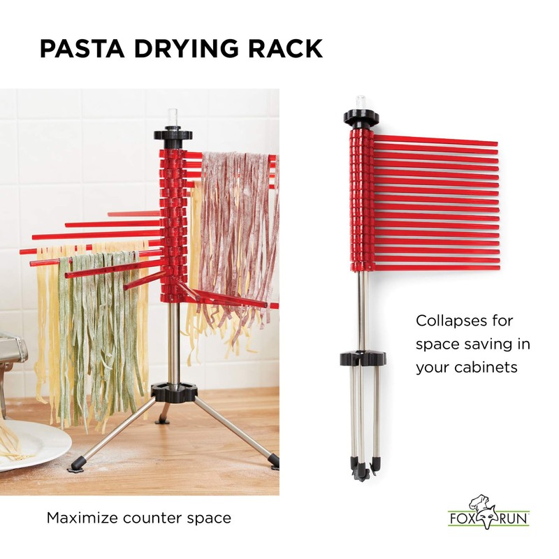 Fox Run Collapsible Pasta Drying Rack, 18.5 Inches, Red