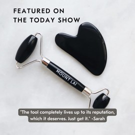 Mount Lai Obsidian Gua Sha Facial Tools, Black Obsidian Gua Sha Facial Tools Set and Roller, Guasha Tool for Face to Relieve Muscle Tension and Reduce Puffiness, Anti Aging Skin Care Sets for Women