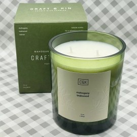 CRAFT & KIN Mahogany Teakwood 2-Wick Scented Candle 12oz ••NEW IN BOX••