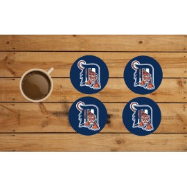 DETROIT TIGERS ROUND COASTER SET OF 4 CUSTOM MADE