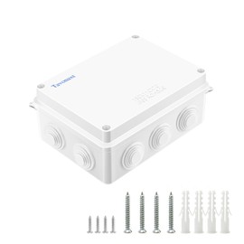 Tavonuxt Waterproof Junction Box (5.9"x4.3"x2.8"), Dustproof IP65 Rated Electrical Project Enclosure with 10 Cable Entries - Sturdy ABS Plastic, Easy to Operate and Repair - White, (150x110x70mm)