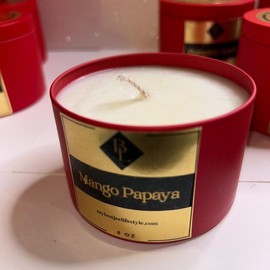 Mango Papaya Soy Wax Candle - Phthalate Free Fragrance, Skin Safe, 8 oz Tin Can - Aroma, Decor - Color: Orange Candle Jar