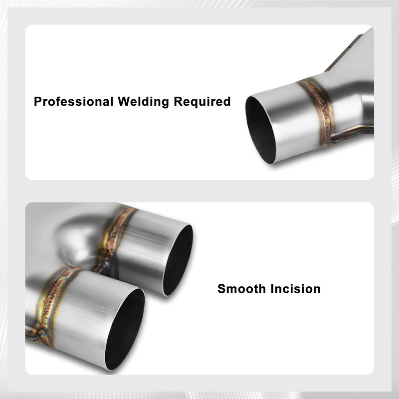 Mupera 2.5 Inch Exhaust Y Pipe, 2.5" Single to 2.5"